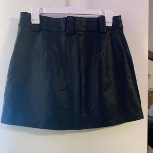 Black leather mini skirt